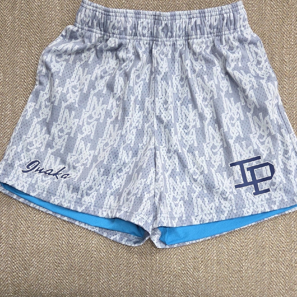 Inaka Power Athletic Shorts Gray and Blue with Modern Design